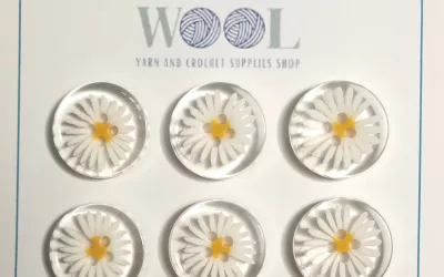 Clear round buttons with flower